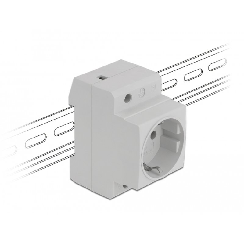 DeLOCK Power Socket with a Side Grounding Contact for DIN Rail 5 pieces