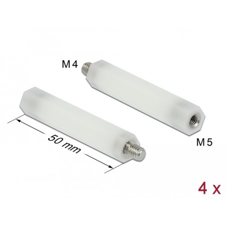 DeLOCK Entretoise M5 x M4, hexagonale, interne / externe, 50 mm, écrue, unités