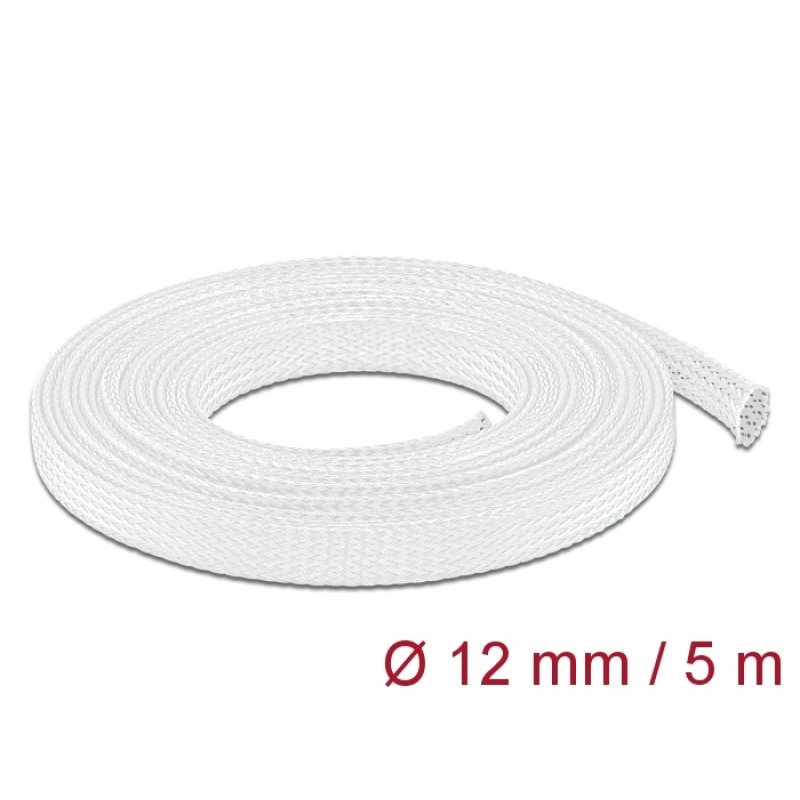 Geflechtschlauch dehnbar 5 m x 12 mm weiß