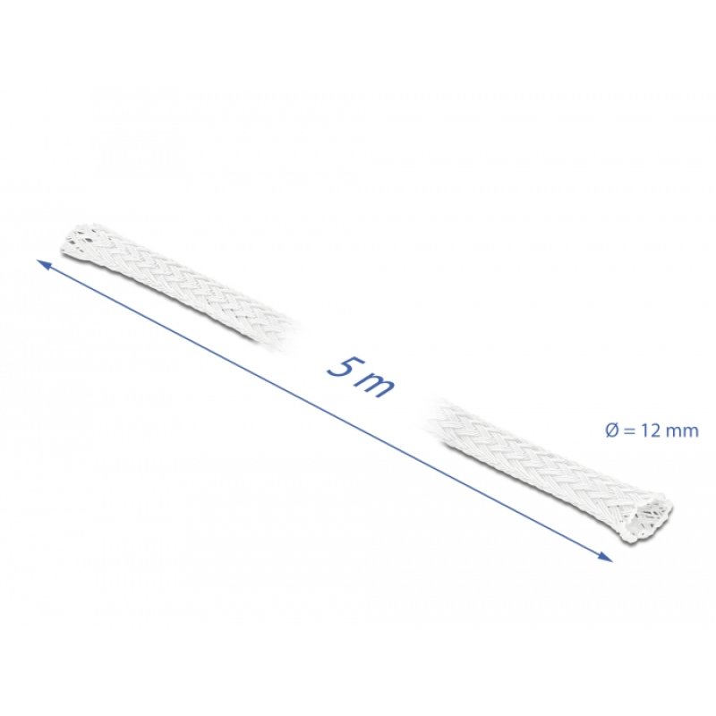 DeLOCK Manchon tressé étirable blanc 5 m x 12 mm