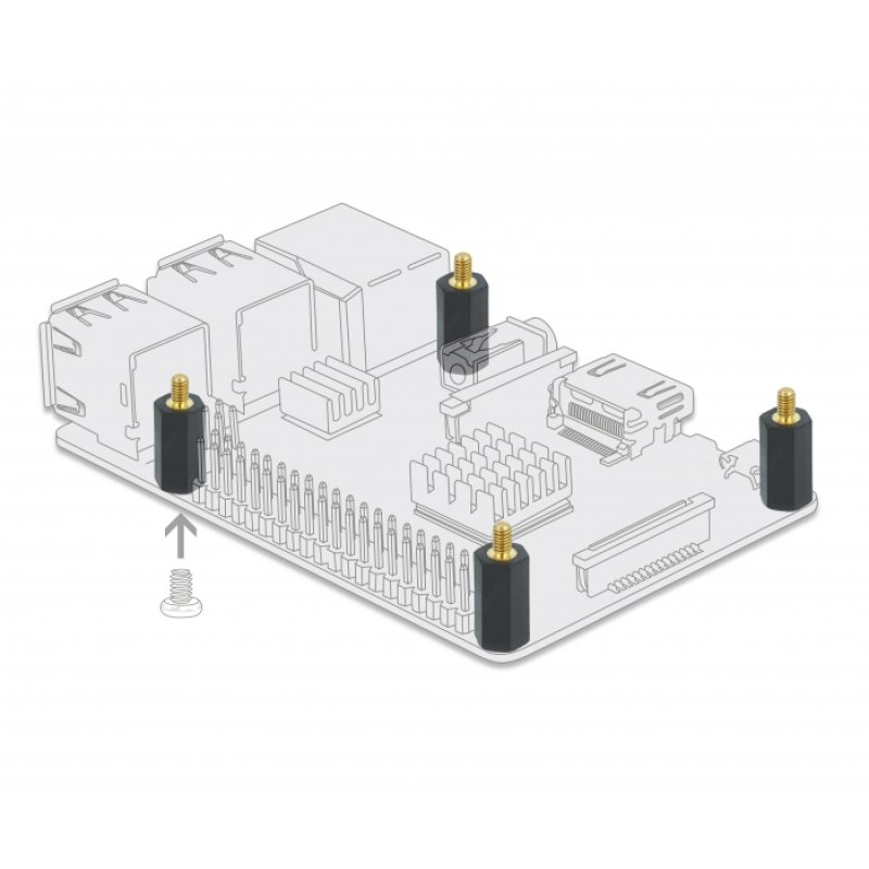DeLOCK Entretoise M4 x M3, hexagonale, interne / externe, 20 mm, noir, unités
