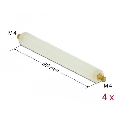 DeLOCK Entretoise M4 x M4, hexagonale, externe / externe, 90 mm, écrue, 4 unités