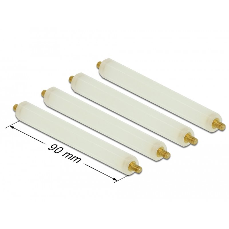DeLOCK Entretoise M4 x M4, hexagonale, externe / externe, 90 mm, écrue, 4 unités