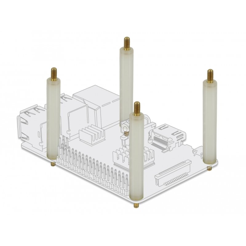 DeLOCK Standoff M4 x M4, hexagon, outside / outside, 90 mm natural 4 pcs