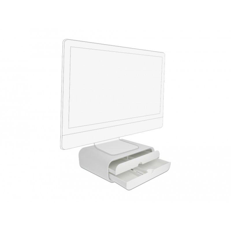DeLOCK Monitor Stand with two Drawers white