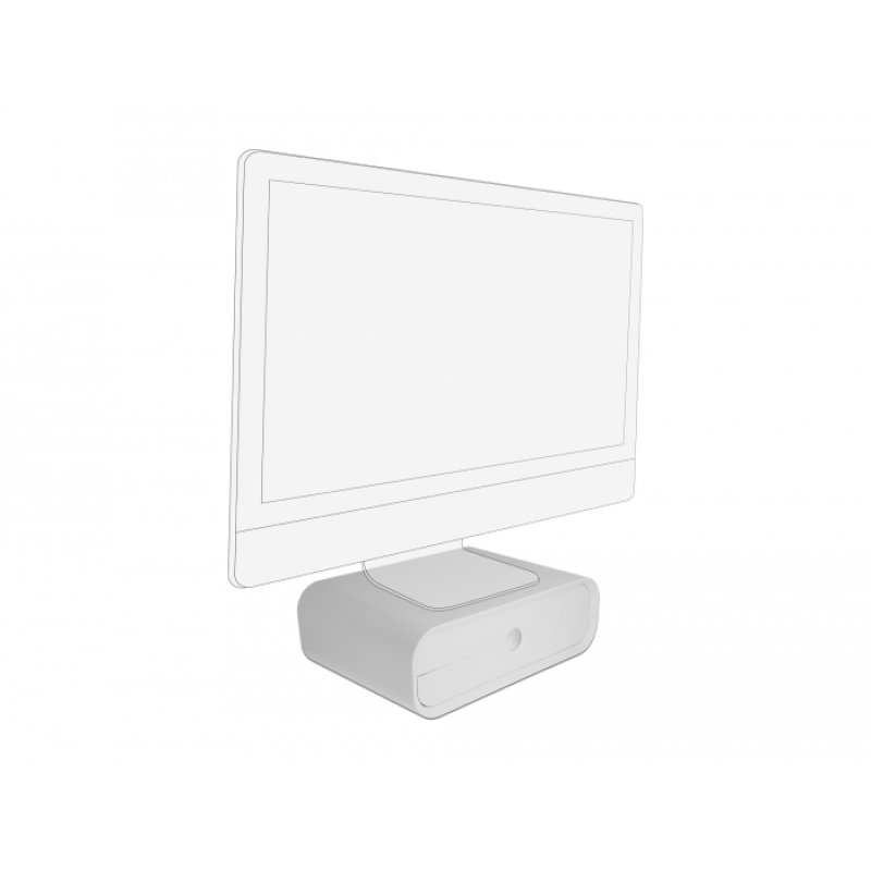 DeLOCK Support d’écran avec deux tiroirs, blanc