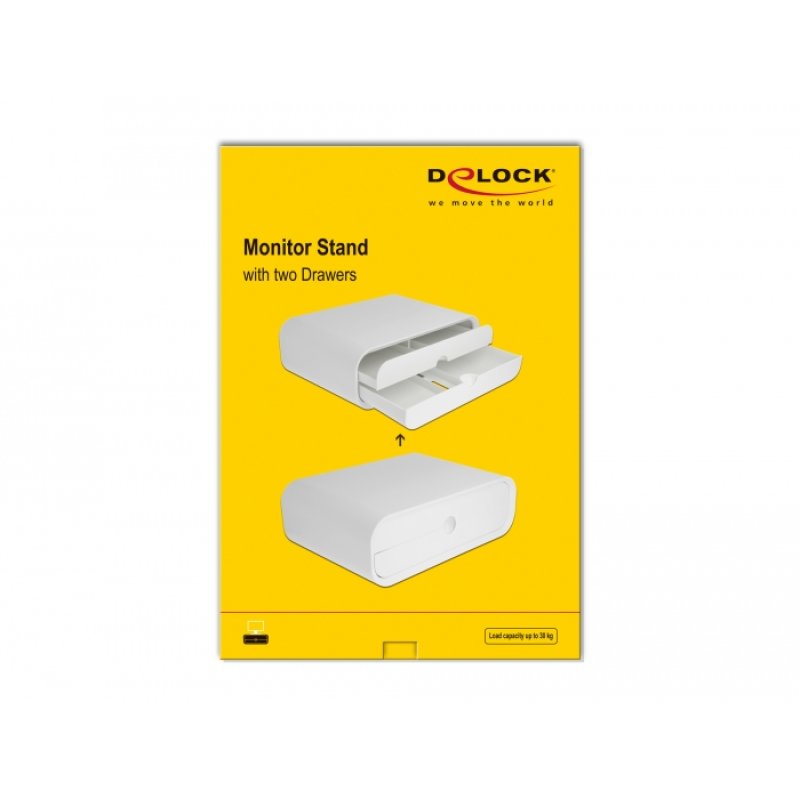 DeLOCK Monitor Stand with two Drawers white