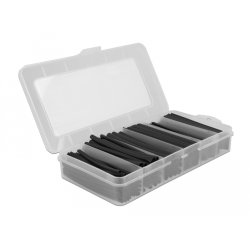DeLOCK Boite d’assortiment de tubes thermorétractables, taux de rétrécissement 2:1, noir, 196 unités