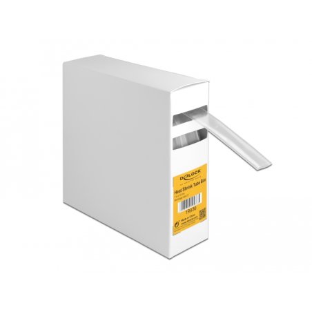 DeLOCK Boite de manchon thermorétractable, Rapport de rétrécissement 2:1, 7 m x 16 mm transparent