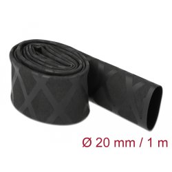 DeLOCK Manchon thermorétractable avec dessin en X, antidérapant, 1 m x 20 mm, noir