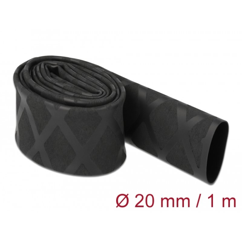 DeLOCK Heat Shrink Tube X-pattern non-slip 1 m x 20 mm black