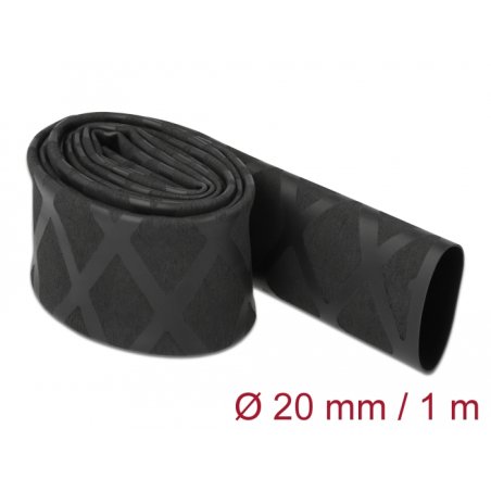 DeLOCK Manchon thermorétractable avec dessin en X, antidérapant, 1 m x 20 mm, noir