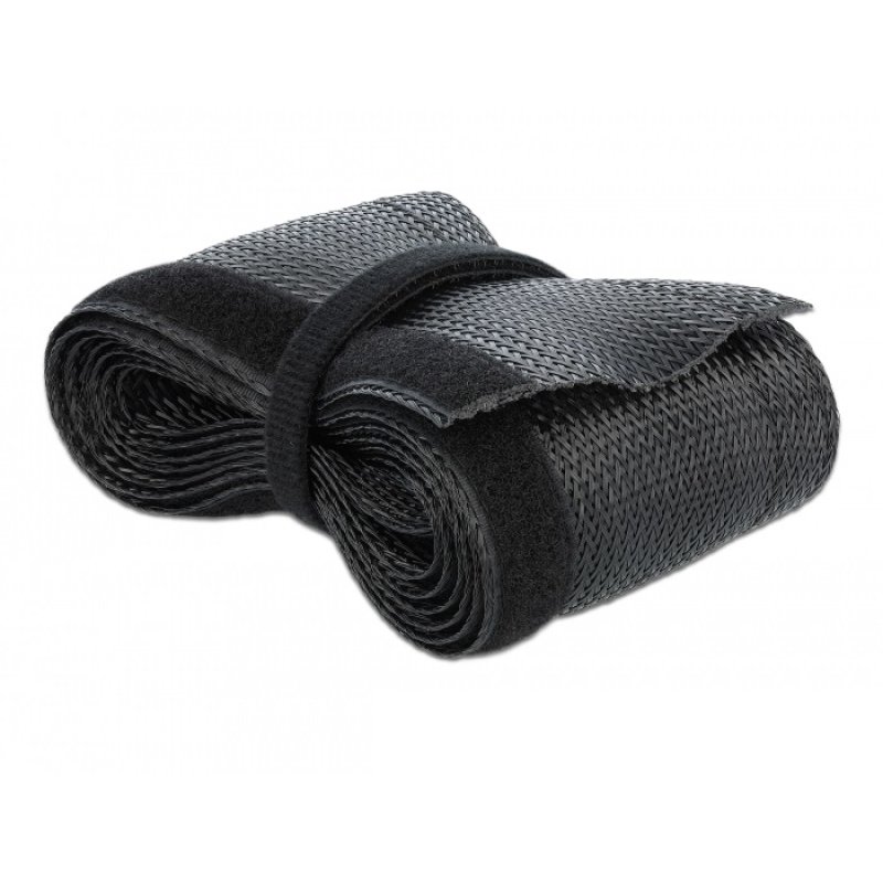 DeLOCK Braided Sleeving with Hook-and-Loop Fastener 5 m x 32 mm black