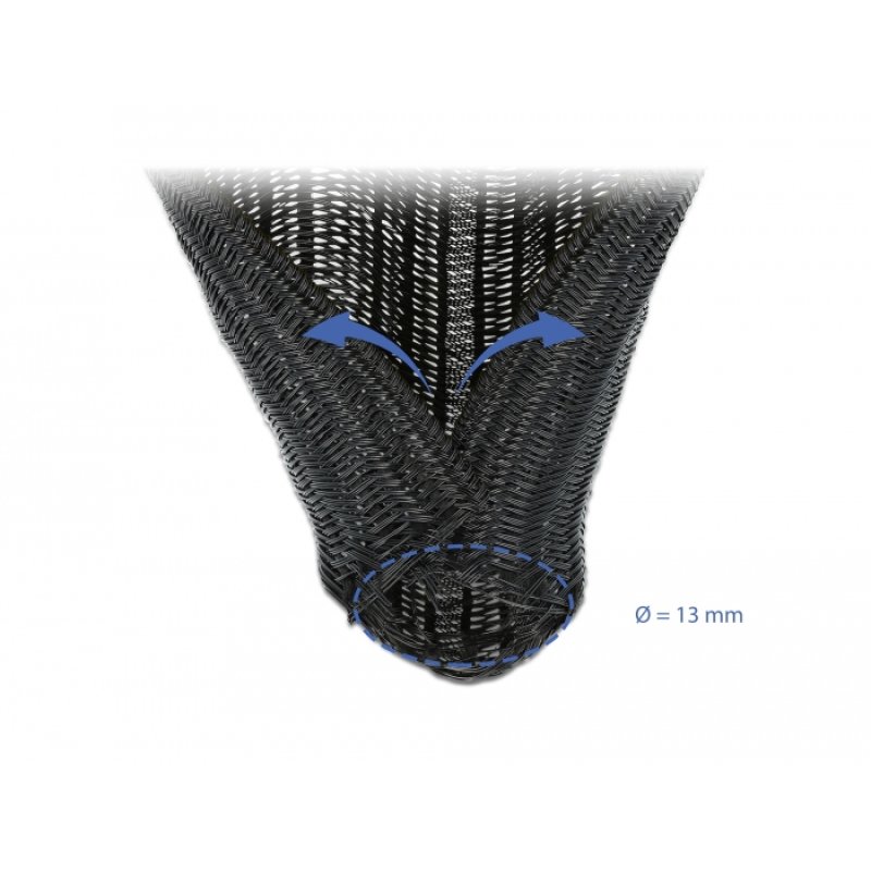 DeLOCK Braided Sleeving self-closing 10 m x 13 mm black