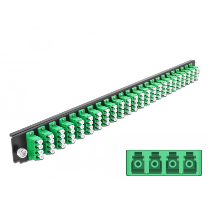 DeLOCK 19″ Splice Box Front Panel 24 port LC Quad green