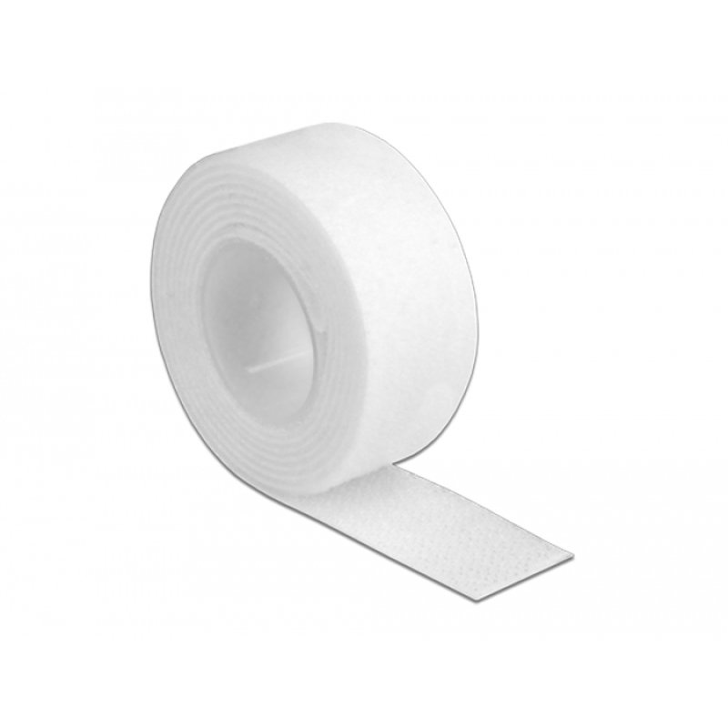 DeLOCK Hook-and-loop tape on roll L 1 m x W 20 mm white