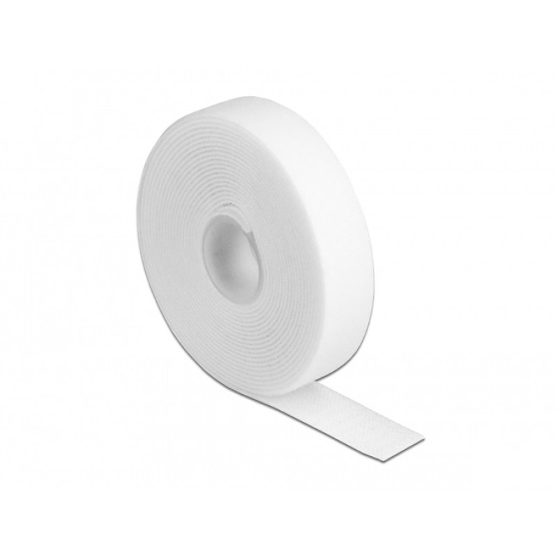 DeLOCK Hook-and-loop tape on roll L 3 m x W 20 mm white