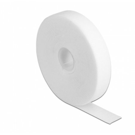 DeLOCK Hook-and-loop tape on roll L 5 m x W 20 mm white