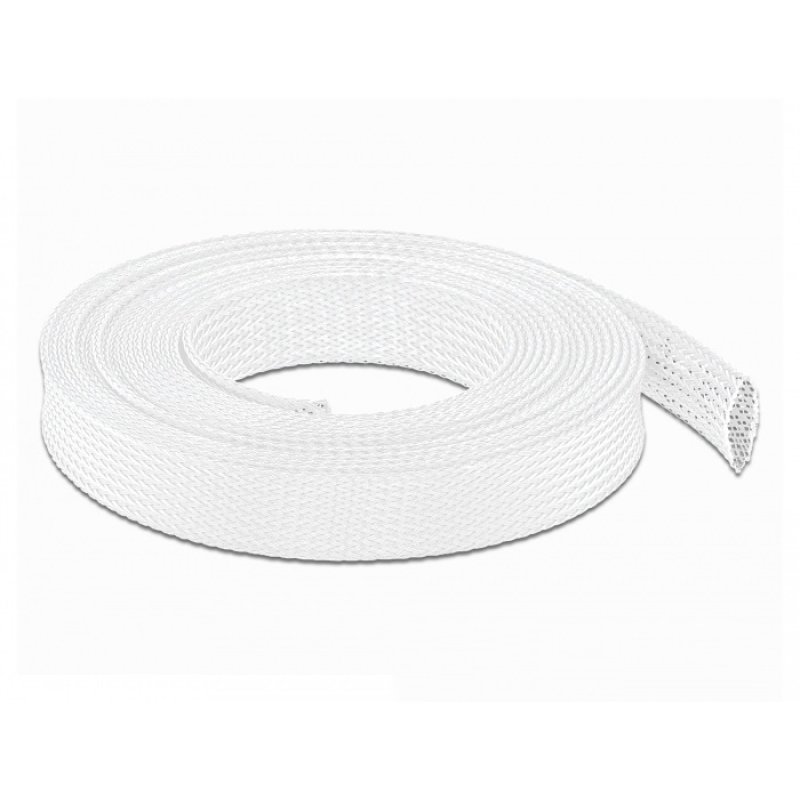 DeLOCK Braided Sleeve stretchable 10 m x 19 mm white