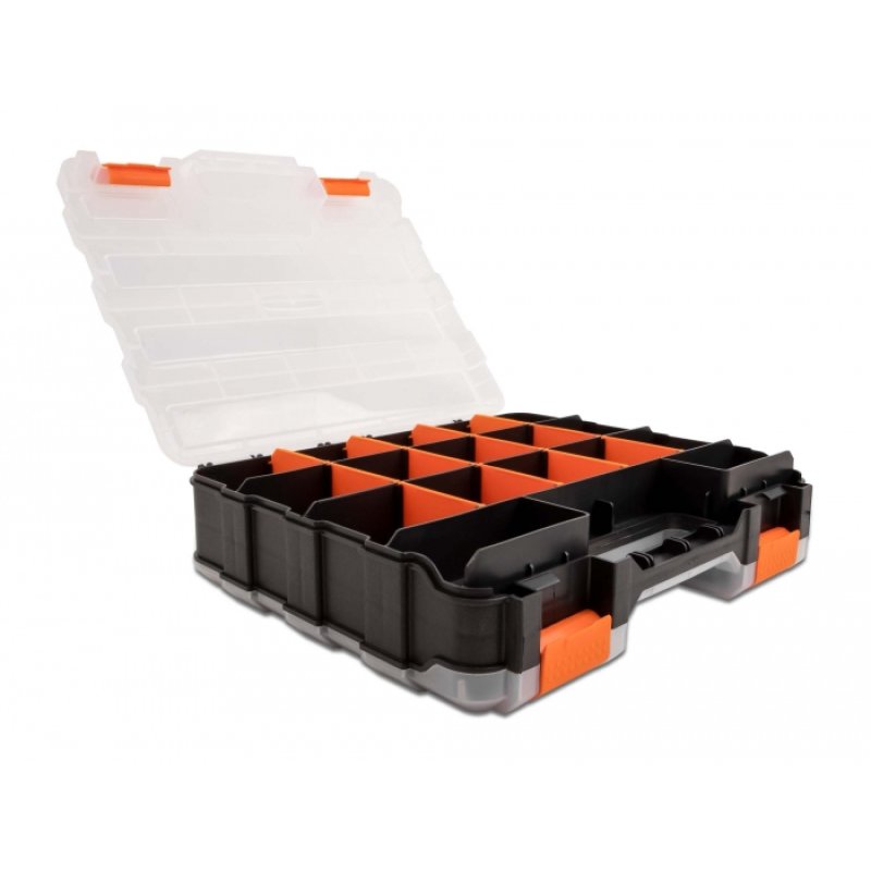 DeLOCK Sorting box with 34 compartments 320 x 270 x 80 mm orange / black
