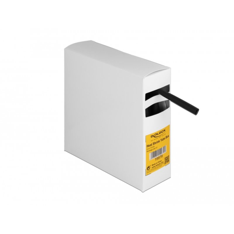 DeLOCK Heat shrink tube Box, with inside adhesive, shrinkage ratio 3:1, 5 m x 7.9 mm black