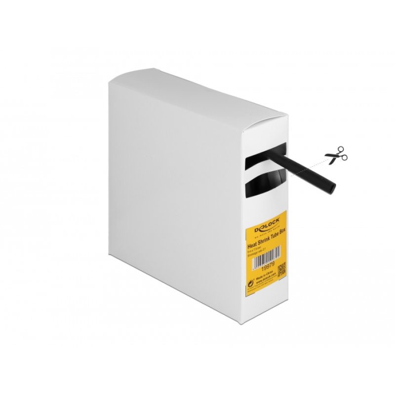 DeLOCK Heat shrink tube Box, with inside adhesive, shrinkage ratio 3:1, 5 m x 7.9 mm black