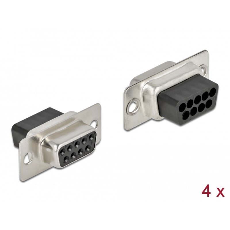 DeLOCK D-Sub 9 pin crimp female, metal, 4 pieces
