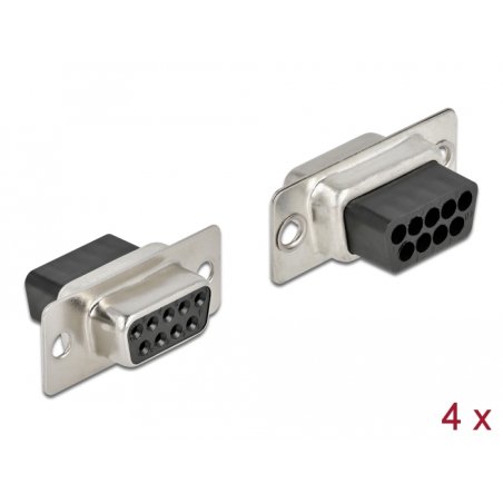 DeLOCK D-Sub 9 pin crimp female, metal, 4 pieces