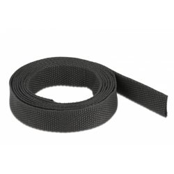 DeLOCK Manchon en tissu thermorétractable, 2 m x 10 mm, taux de rétraction 2:1, noir