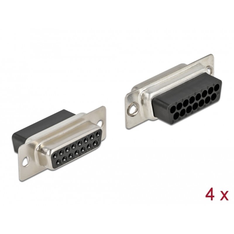 D-Sub 15 Pin Crimp Buchse, Metall, 4 Stück