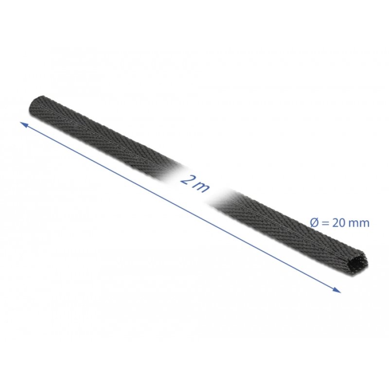 Gewebeschrumpfschlauch 2 m x 20 mm Schrumpfungsrate 2:1 schwarz