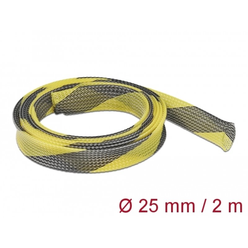 DeLOCK Braided Sleeve stretchable 2 m x 25 mm black-yellow