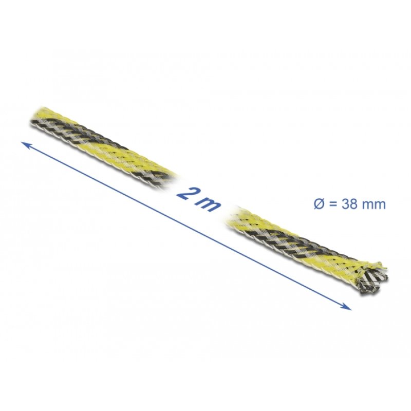Geflechtschlauch dehnbar 2 m x 38 mm schwarz-gelb