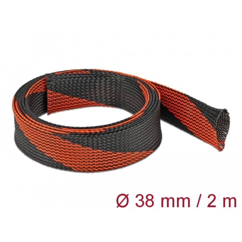 DeLOCK Manchon tressé étirable 2 m x 38 mm noir-rouge