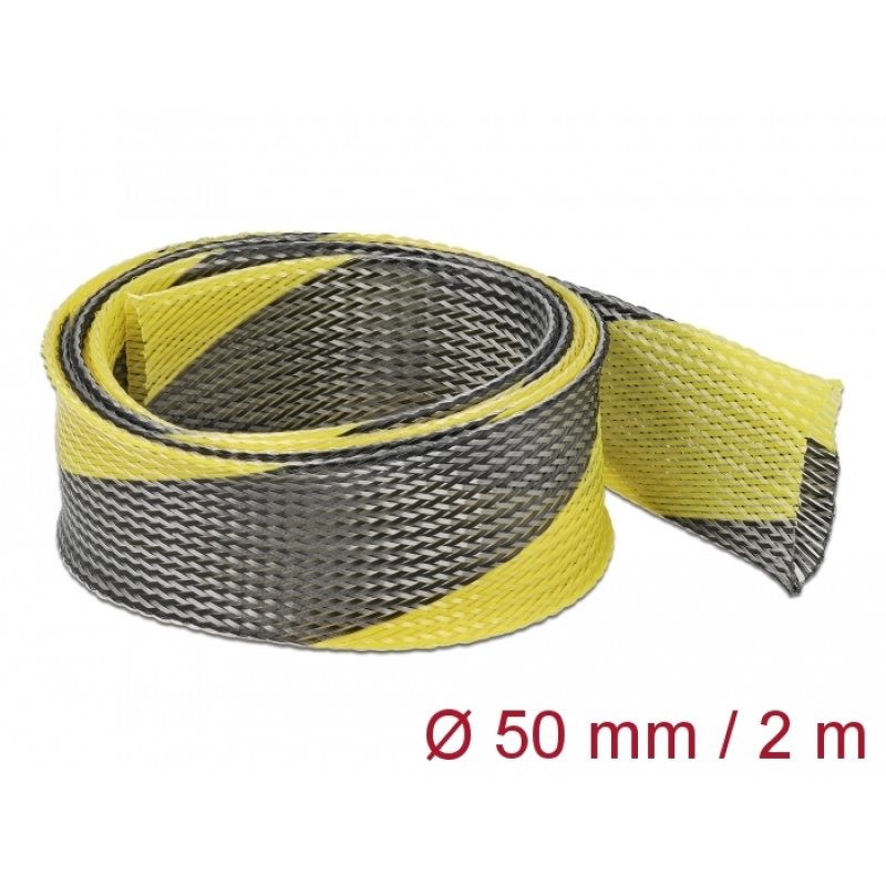 DeLOCK Manchon tressé étirable 2 m x 50 mm noir-jaune