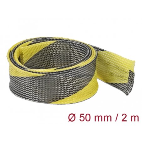 Geflechtschlauch dehnbar 2 m x 50 mm schwarz-gelb
