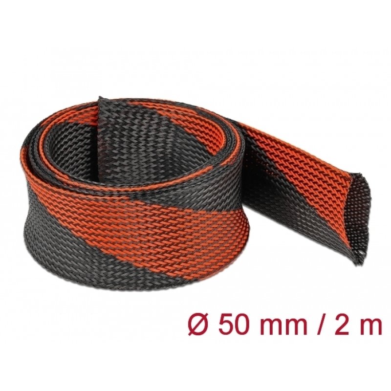 DeLOCK Braided Sleeve stretchable 2 m x 50 mm black-red