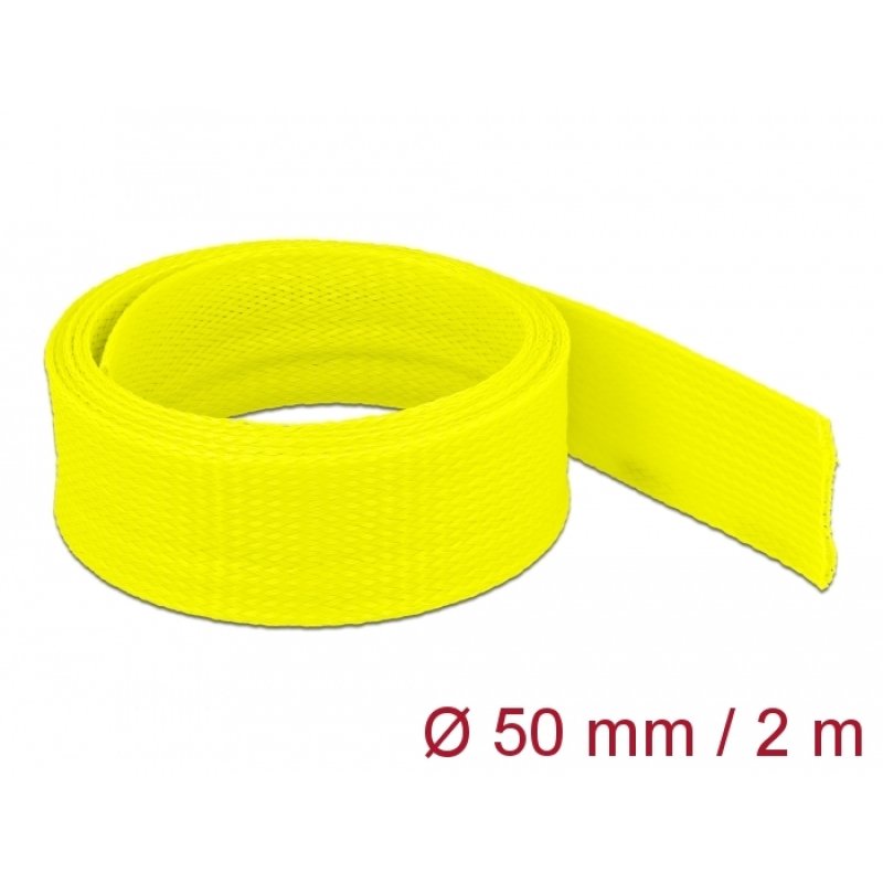 DeLOCK Braided Sleeve stretchable 2 m x 50 mm yellow