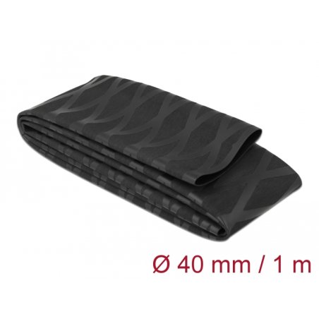DeLOCK Manchon thermorétractable avec dessin en X, antidérapant, 1 m x 40 mm, noir