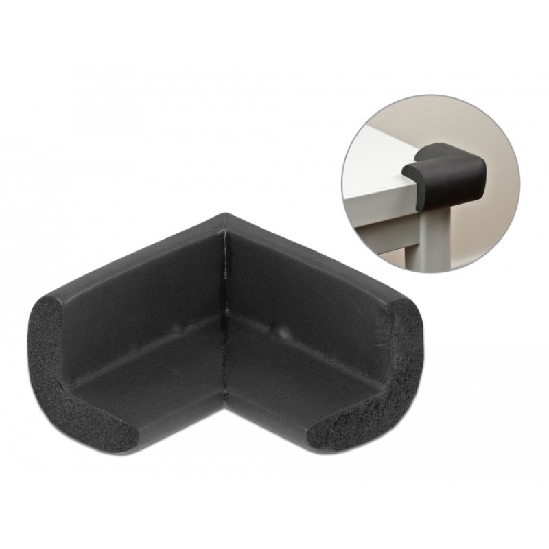 DeLOCK Protection de rebord en mousse, autoadhésive, 56 x 56 x 33 mm, noire