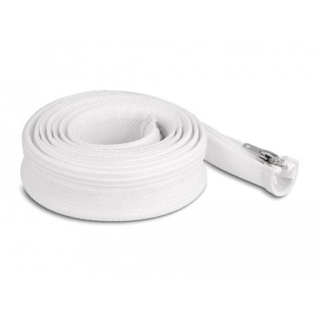 DeLOCK Braided Sleeve with zip fastener heat-resistant 2 m x 30 mm white