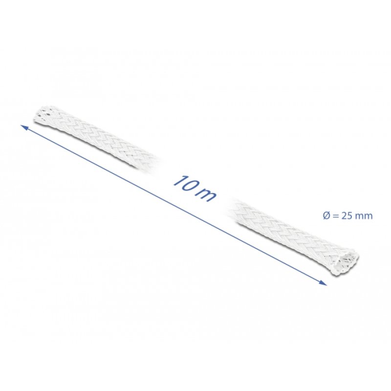 DeLOCK Manchon tressé étirable blanc 10 m x 25 mm