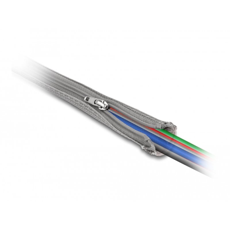 Geflechtschlauch mit Reißverschluss hitzebeständig 1 m x 30 mm grau