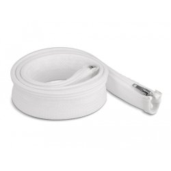 DeLOCK Braided Sleeve with zip fastener heat-resistant 1 m x 30 mm white