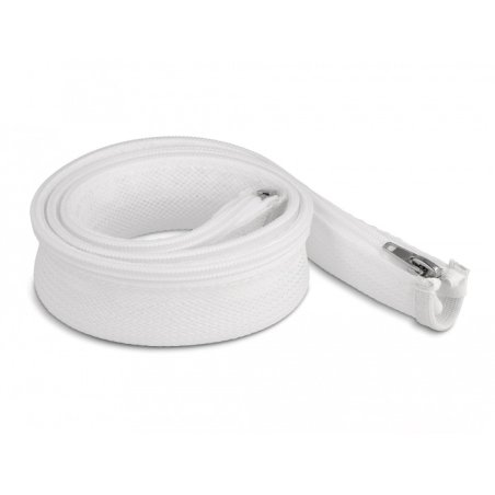 DeLOCK Manchon tressé avec fermeture Éclair résistant à la chaleur, 1 m x 30 mm, blanc