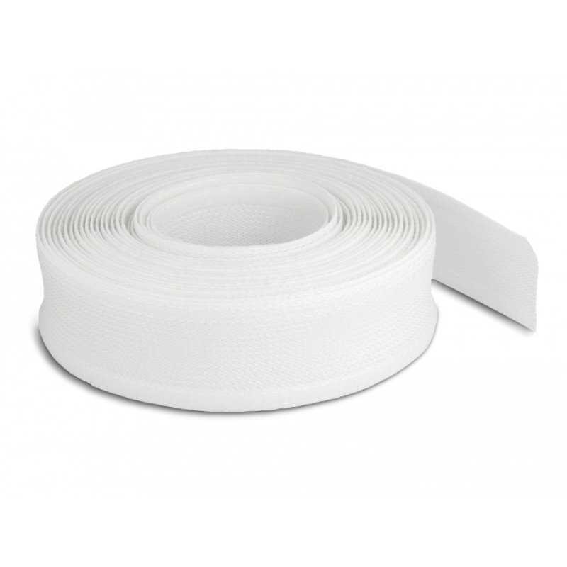 DeLOCK Braided Sleeving with Hook-and-Loop Fastener 10 m x 19 mm white