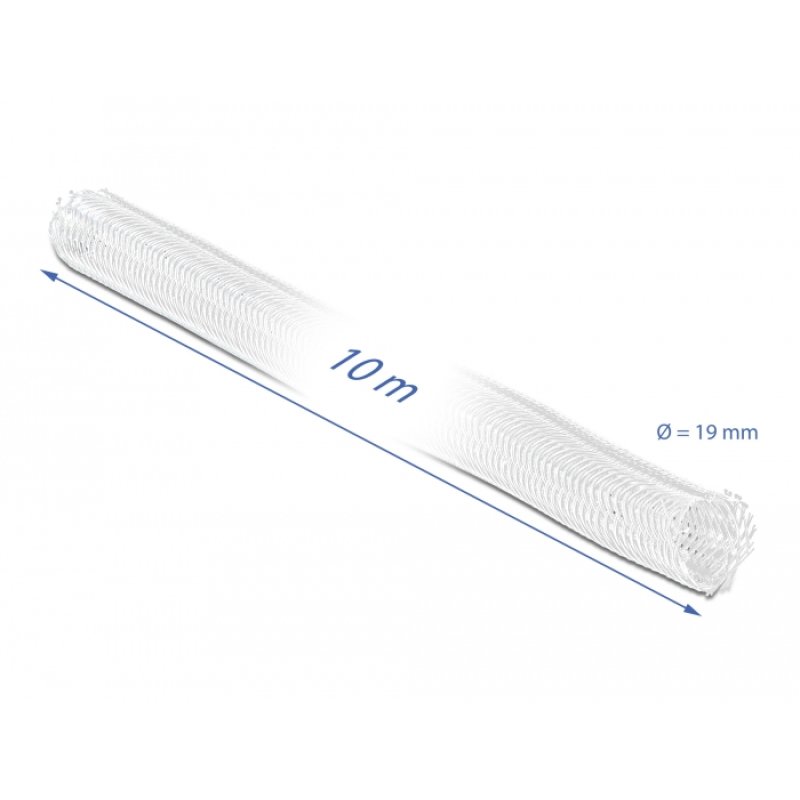 Geflechtschlauch mit Klettverschluss 10 m x 19 mm weiß