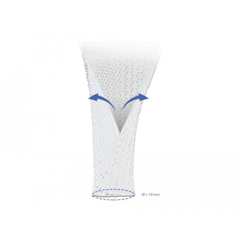 DeLOCK Manchon tressé avec fermeture à scratch 10 m x 19 mm, blanc
