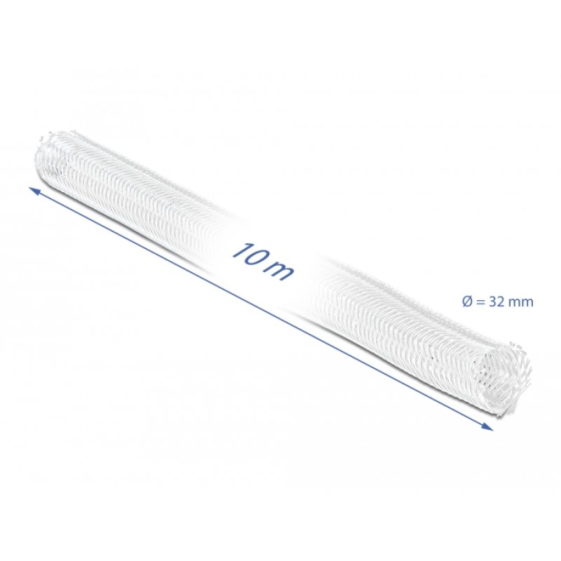 Geflechtschlauch mit Klettverschluss 10 m x 32 mm weiß