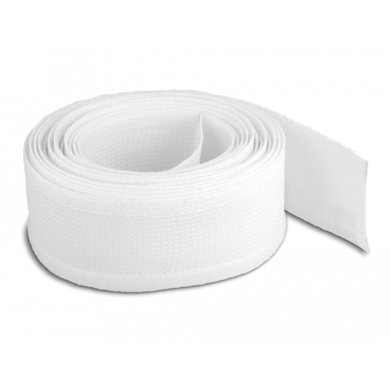 DeLOCK Manchon tressé avec fermeture à scratch 5 m x 19 mm, blanc